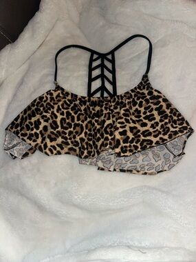 PINK Victoria's Secret Leopard Print Bralette with Black Straps
